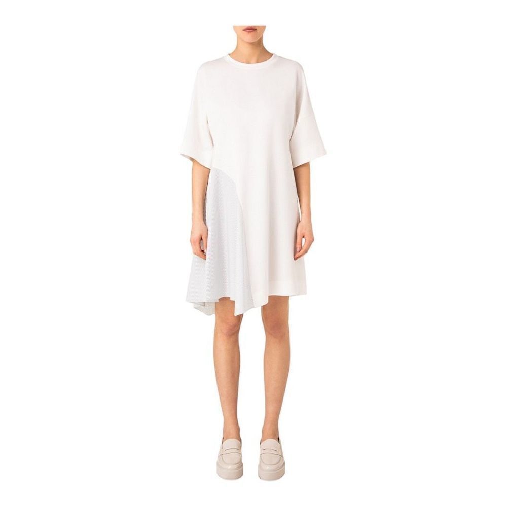 AKRIS Punto Striped Draped Insert T-Shirt Dress Size 8 NWT